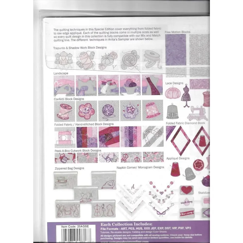 NEW Anita Goodesign ANITA’S SAMPLER Premium Plus Collection. Book & CD